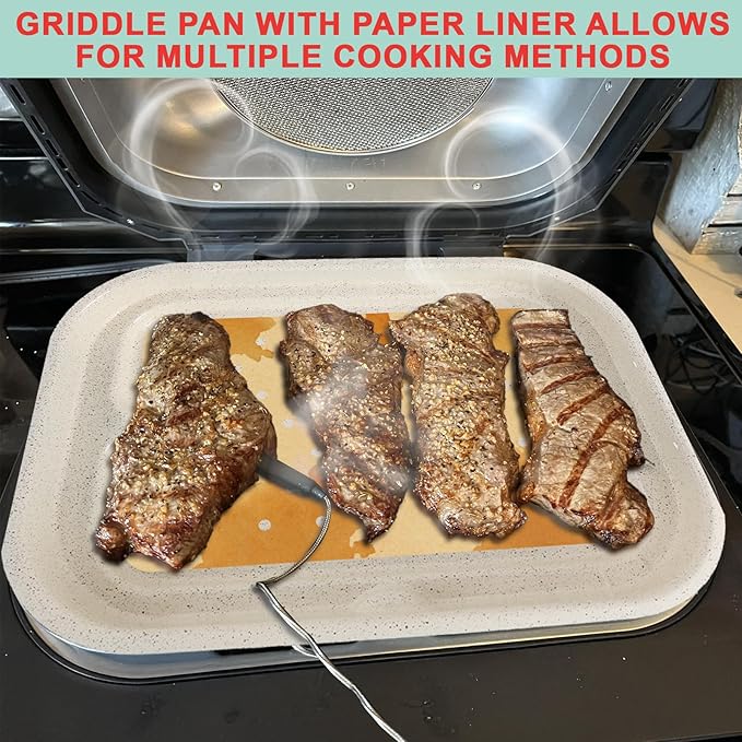 FG551 Upgraded Ceramic Griddle Pan for Ninja Foodi FG551/DG551 Smart XL 6-in-1 Grill Accessories, Non-Stick Flat Top Griddle Plate for Ninja Foodi DG551 Parts, 100 PCS Parchment Perforated Paper