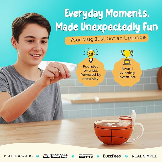 MAX'IS Creations The Mug with a Hoop Basketball Mugs Novelty Coffee Mugs Hot Chocolate Mug Coach Sports Basketball Gifts for Boys 8-12 Accessories Stuff, Funny Christmas Gifts for Kids Family, 16oz
