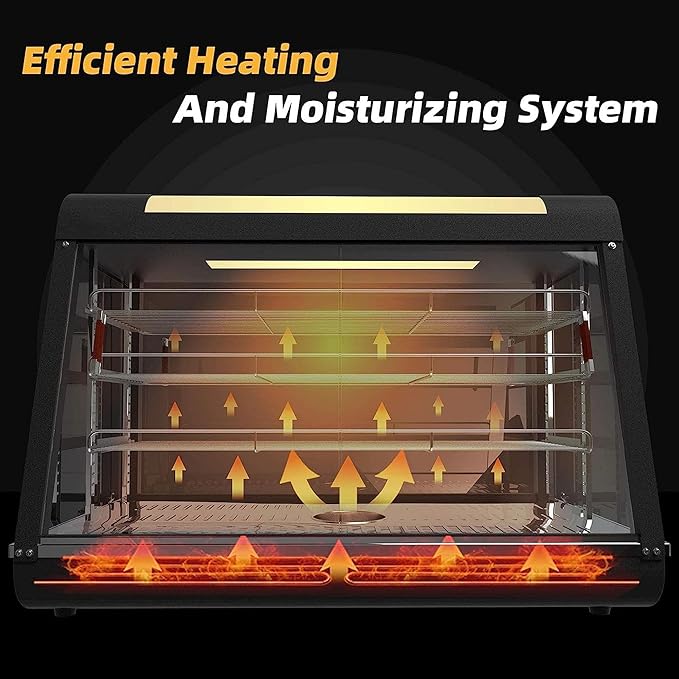 Whalefall 35" Countertop Food Warmer,3-Tier Food Warmer Display Commercial, Warm for Food Pizza Warmer w/ 3D Heating with Stainless Frame Sliding Glass Doors Pastry Display Case for Buffet Restaurant