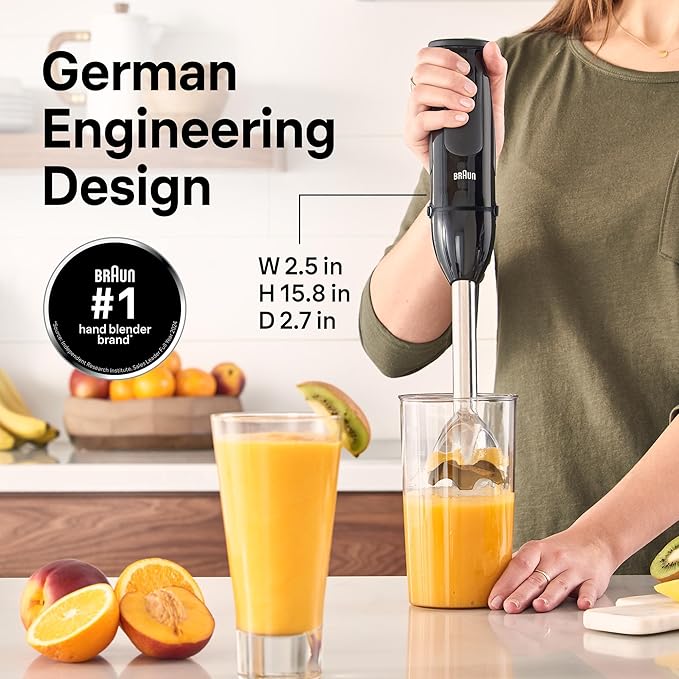 Braun MQ50001M Vario Hand Blender – 21-Speed Handheld Immersion Blender with PowerBell VPlus, TurboBoost & EasyClick Systems, Stainless Steel Blades, SplashControl, 500W, Hand Blenders for Smoothies