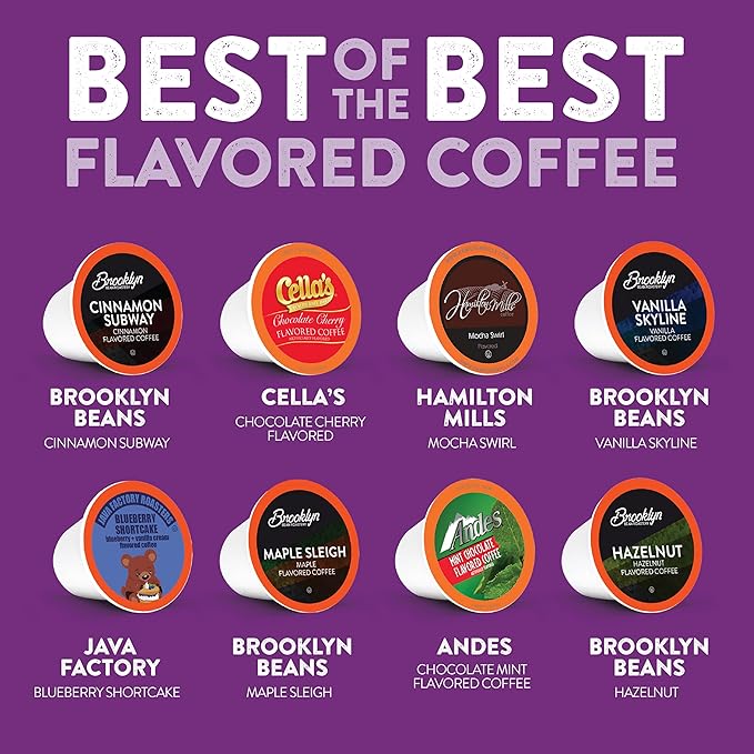 Two Rivers Coffee Flavored Pods, Variety Sampler Pack for Keurig K Cup Brewers, 40 Count - Flavored Coffee Lovers, Great Gift - 5 Cups Of Each Flavor