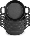 Mini Cast Iron Skillets 6.3 x 6.3 x 1.5 Inch Cast Iron Pan Small Ramekin Set Black Casserole Dish Cookware Oven Safe Mini Skillets for Kitchen Indoor Outdoor Picnic (6 Pack)