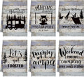 Boyiee Set of 6 Camping Kitchen Towels Happy Camper Tea Towels Absorbent Farmhouse Dish Towels with Funny Sayings 24 x 16 Inches Camping Hand Towels for RV Campers Lovers Gifts Accessories Decorations