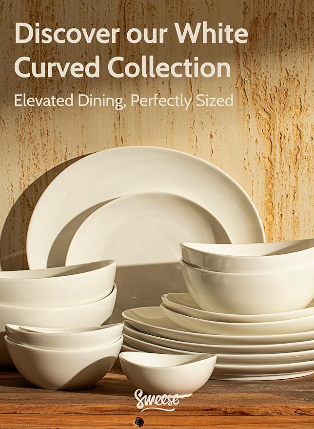 Sweese 10 oz Small White Porcelain Bowls - Set of 6 Dessert, Ice Cream, Snack & Yogurt Bowls, Ceramic Serving Bowls for Rice or Soup