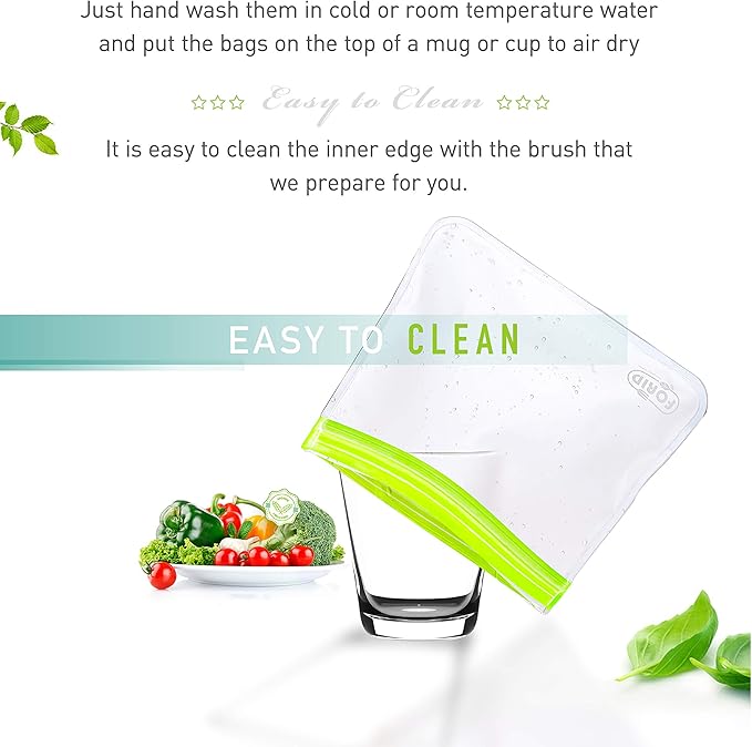FORID Reusable Gallon Freezer Bags, 6 Pack Leakproof Extra Thick 1 Gallon Bags for Marinate Food & Fruit Cereal Sandwich Snack Meal Prep Travel Items Home Organization Storage