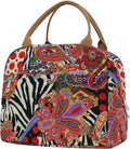 EurCross Aesthetic Lunch Box Bag for Women Daily Use,Boho Stylish Elegant Canvas Insulated Adult Lunch Bento Box Tote Bag