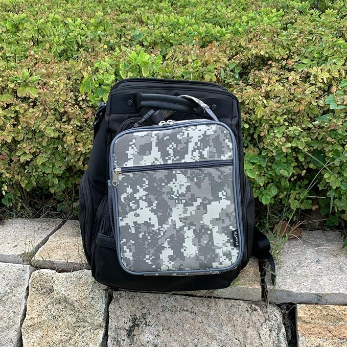 FlowFly Lunch box Insulated Soft Bag Mini Cooler Back to School Thermal Meal Tote Kit for Girls, Boys (DigitalCamo)