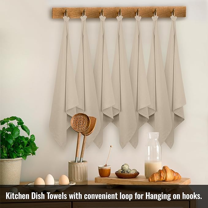 ROYALE LINENS Flour Sack Dish Towels - Kitchen Towel - Super Absorbent Flour Sack -100% Ring Spun Cotton -Tea Towels - for Embroidery, Cloth Diapers, Cheese Strainers (Cream - 33" X 38" Pack of 6)