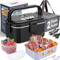 Nifogo Electric Lunch Box for Adults 80W 1.8L, Faster Heated Lunch Box for Men, Portable Electric Lunch Boxes Food Heater 12V/24V/110V Heating LunchBox for Car/Truck/Work with Bag(1.8L-Black)