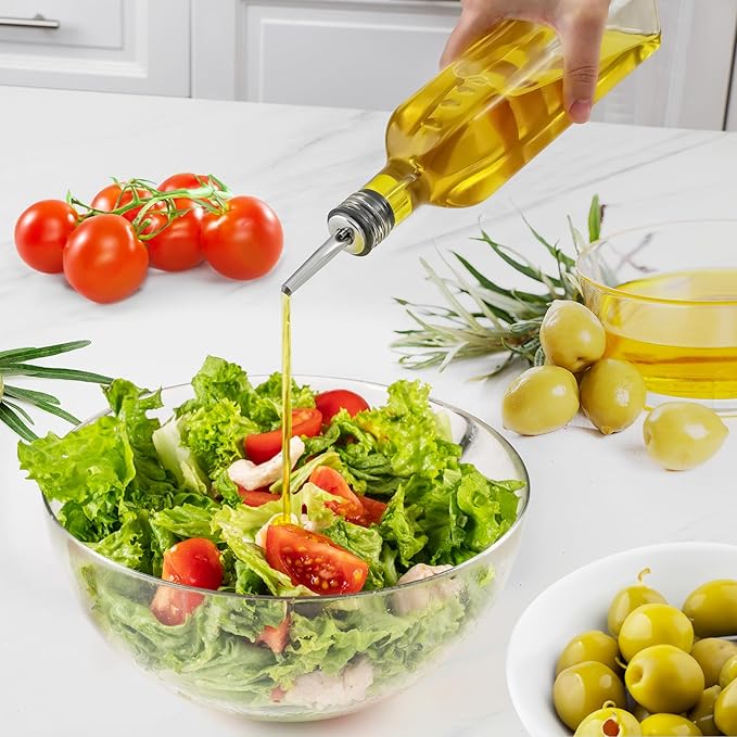 Zulay Olive Oil Dispenser For Kitchen, Glass Oil Container With Spout, Oil Decanter/Cruet Dispenser, Bottle Dispenser With Pourers and Funnel, 1 Pack (Clear)