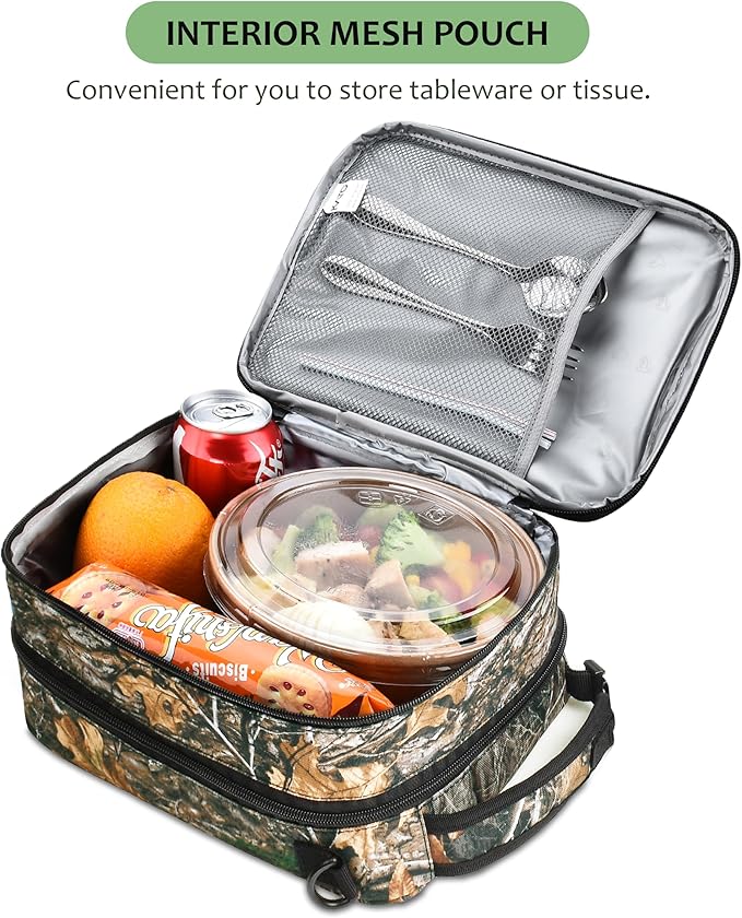 Tirrinia Expandable Insulated Lunch Bag for Men Women – Leakproof Reusable Cooler LunchBox for Kids & Adults, with Shoulder Strap, Perfect for Work, School, Office, Travel,Maple Leaf