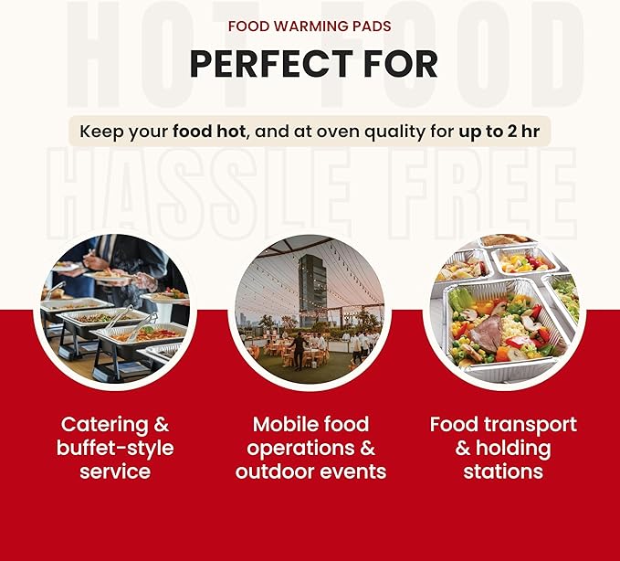Flame-Free Catering Heat Pads & Buffet Kits – Sustainable Natural Mineral Food Warming Solution for Full & Half Pans (Party Kit/Pack of 8)
