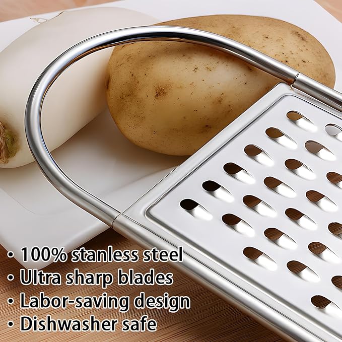 2 Pack Cheese Grater Handheld, Flat Coarse Stainless Steel Food Graters for Kitchen, Suitable for Potato, Vegetable, Butter, Parmesan Cheese
