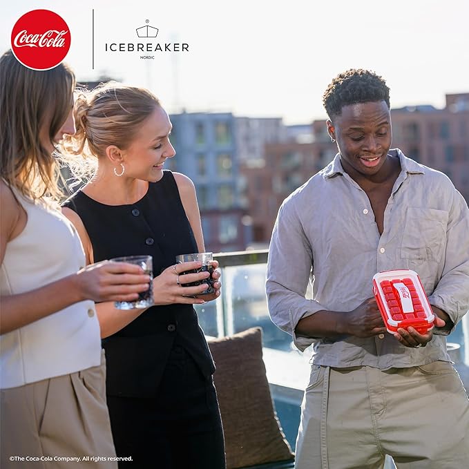 ICEBREAKER Nordic POP Ice Cube Tray With Lid and Coca-Cola® Design - NO SPILL Ice Cube Trays For Freezer - NO TOUCH Trays For Freezer With Lid - Make And Serve 18 Ice Cube Without Touching the Ice