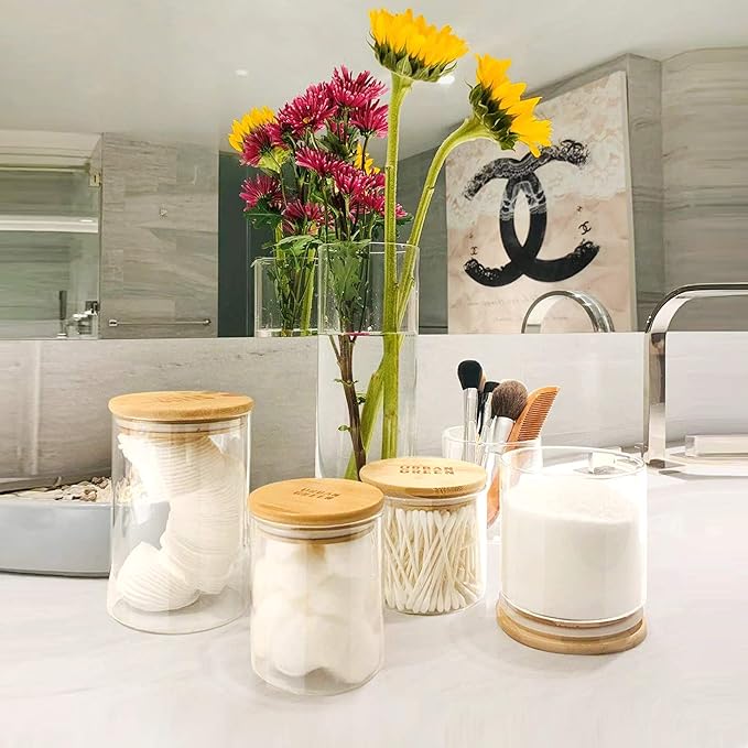 Urban Green Glass Storage Container Bamboo Lids, Glass Airtight Canisters sets, Food Jars, Pantry Organization and Storage Containers, Spice Jars, Flour Canisters of 6
