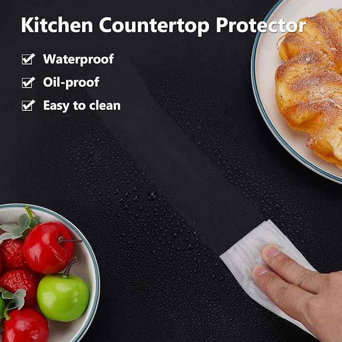 Gartful Extra Large Silicone Mats for Countertop, 28" by 20" Multipurpose Mat, Counter Table Protector, Desk Saver Pad, Placemat Nonstick Nonskid Heat-Resistant Pad, Black