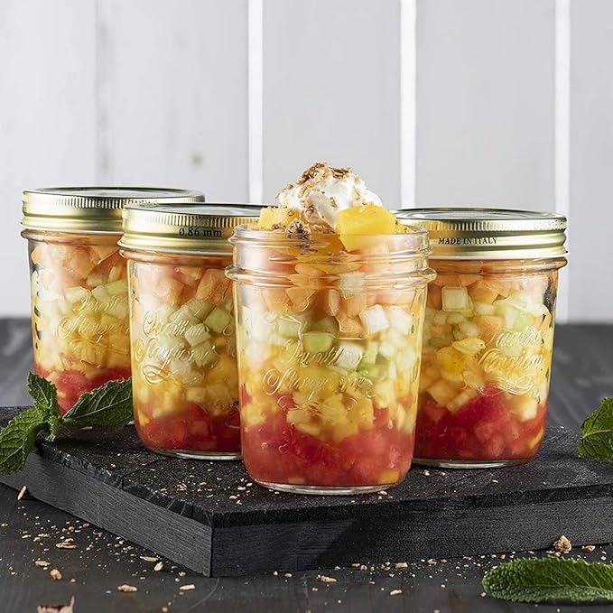 Bormioli Rocco Quattro Stagioni set of 4 Clear Airtight Mason Jars, 10.75 Oz. Made from Durable Glass, Made In Italy
