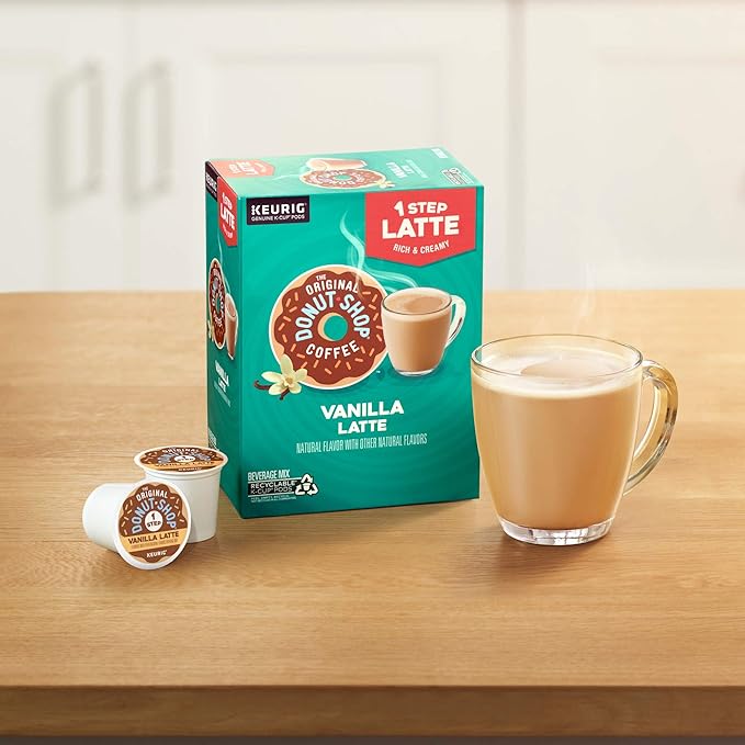 The Original Donut Shop Vanilla Latte, Single-Serve Keurig K-Cup Pods, Flavored Coffee, 20 Count