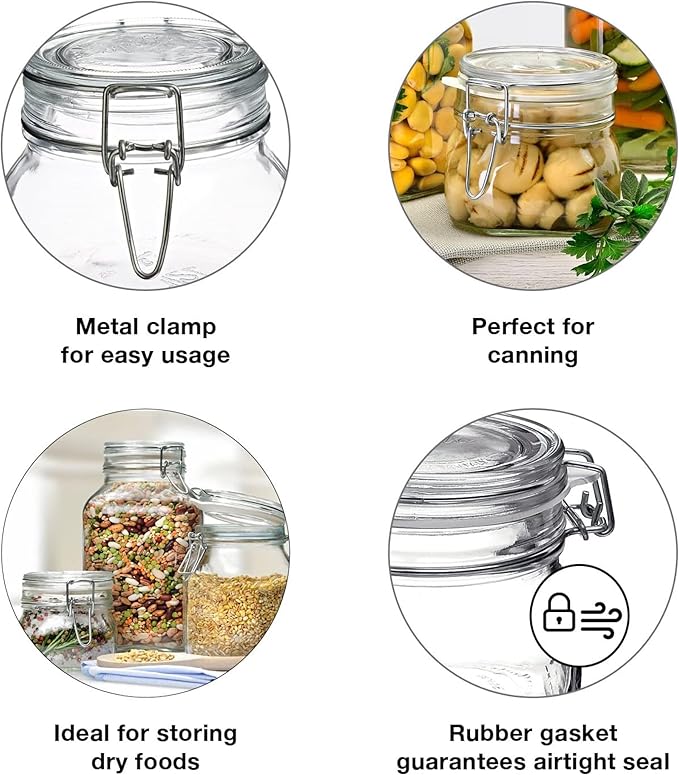 Bormioli Rocco SYNCHKG114546 Fido Clear Glass Jar with 85 mm Gasket, 0.75 Liter (Pack of 2)