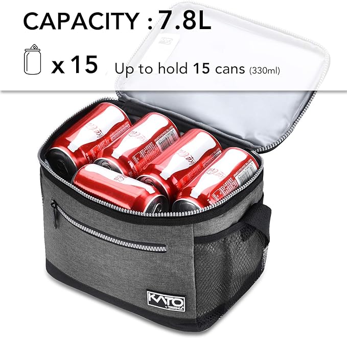 Tirrinia Insulated Lunch Box for Men/Women, Leakproof Lunch Bag for School Work, Large Lunch Tote Kids Boys Girls Student Back to School, Soft Cooler Office Picnic Beach Camping for Adults,Dark Grey