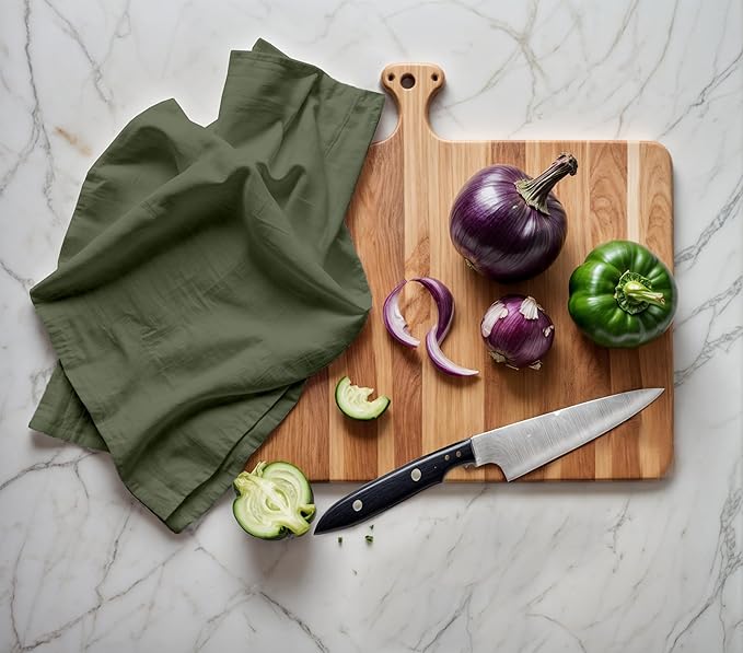 ZOYER Flour Sack Towels 28" x 28", 12 Pack - 100% Cotton Dish Towel - Machine Washable TeaTowels, Ultra Absorbent BarTowels, Dish Cloth Perfect for Drying Dishes & Cleaning - Olive