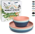 Grow Forward Premium Wheat Straw Plates and Bowls Sets - 8-Piece Wheat Straw Dinnerware Sets - Unbreakable & Reusable Microwave Safe Plastic Dinner Plates for Outdoors, RV, Camping Dishes - Tropical