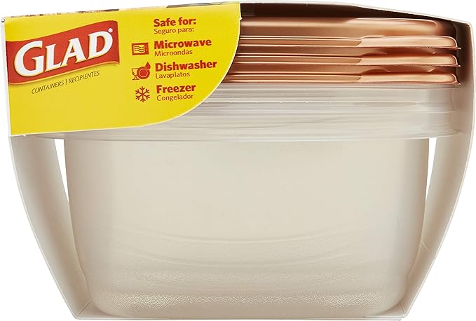 GladWare Home Tall Entree Food Storage Containers, Large Square Holds 42 Ounces of Food, 3 Count Set - 6 Pack | With Glad Lock Tight Seal, BPA Free Containers and Lids (18 Total Containers)