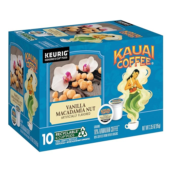 Kauai Coffee K-Cup Pods for Keurig Brewers – Arabica Coffee, 10% Hawaiian – Medium Roast, Rich, Smooth, No Bitterness – Three Flavors, 4 Packs of 10 Single Serve K-Cups