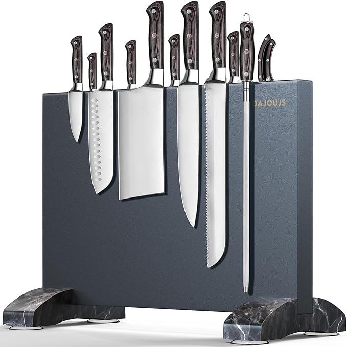 Magnetic Knife Holder, Magnetic Knife Block without Knives, Strong Double Sided Magnet Knife Storage Strip for Kitchen Counter-Black