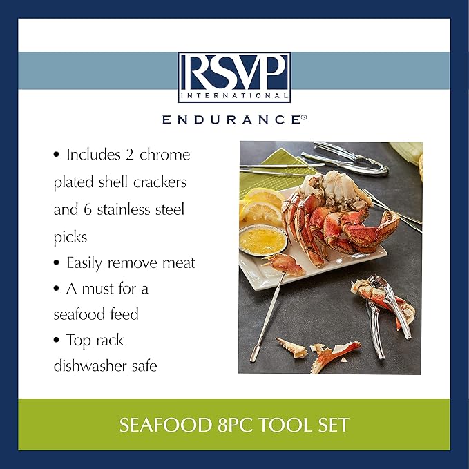 RSVP International Endurance Collection Seafood Tool, Cracking Tools, 8 Piece, Stainless Steel