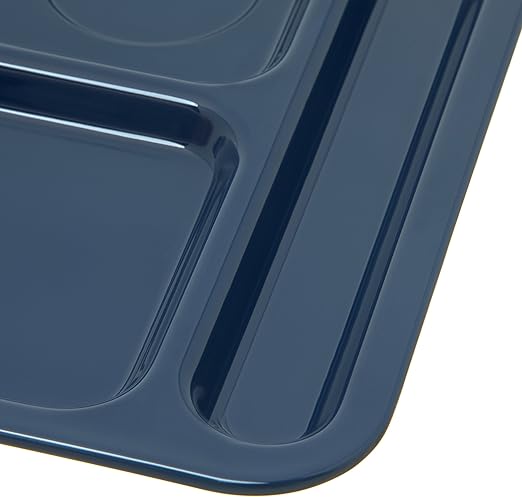 Carlisle FoodService Products Melamine Right-Hand 4-Compartment Tray, 10x9.75 Inches, Dark Blue, Pack of 48