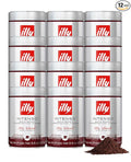 Illy Ground Espresso Coffee, Intenso Bold Roast - Bold & Flavorful - 100% Arabica - Pre-Ground for Espresso - Pressurized Packaging Sealed for Freshness - 8.8oz - (Pack of 12)