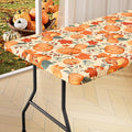 homing Rectangle Table Cloth Cover, Waterproof Polyester Elastic Fitted Tablecloth, Fits for 6 Foot Folding Tables, Washable Table Protector for Fall, Thanksgiving (Pumpkin Vine, 30" x 72")