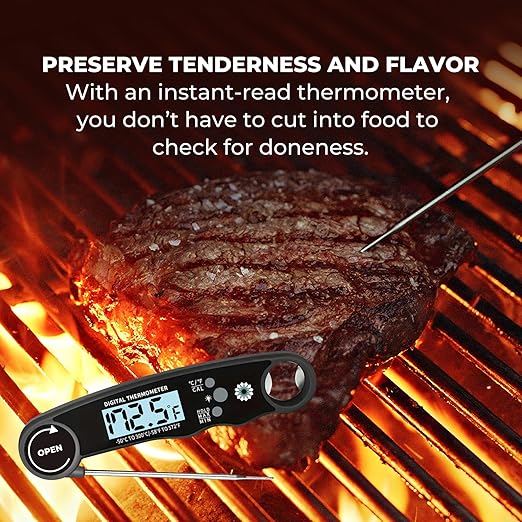 Cathy Yoder's Meat Thermometer Digital, Instant Read Food Thermometer for Cooking in Air Fryer Oven, BBQ, Grill & Baking. Measure Internal Temperatures Probe Easy Display Kitchen Grilling Accessories
