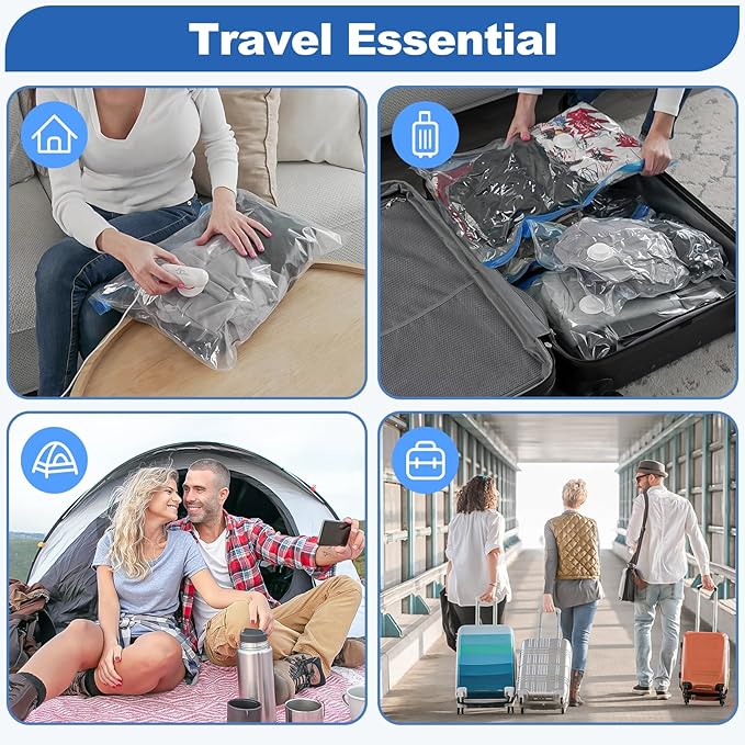 VMstr 18 Pack Vacuum Storage Bags with USB Pump, Vacuum Seal Bags for Clothing Travel, Carry-on Size Space Saver for Clothes and Clothing