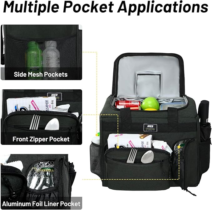 MIER 30L Extra Large Soft Cooler Bag with Bottle Opener for Camping Beach BBQ Grocery Leakproof Picnic Lunch Bag, Collapsible, 45Can (Dark Gray)