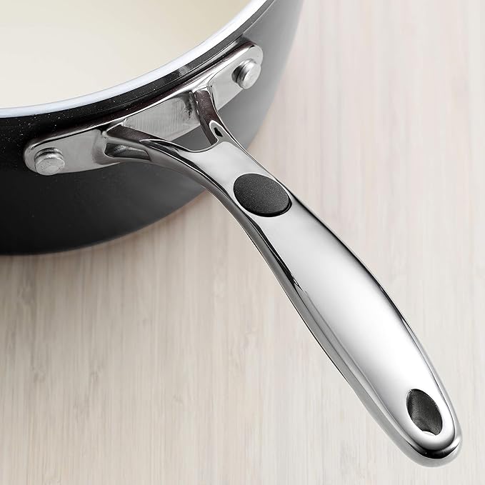 Tramontina Ceramica Deluxe 11-Inch Saute Pan with Lid, Ceramic Non Stick Deep Skillet, Oven-Safe, Metallic Black