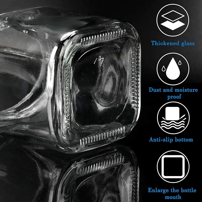 Mlici Condiment Jar Spice Container with Lids and Spoons, 8.6oz Clear Glass Condiment Canisters Pots Seasoning Box Salt Container Sugar Bowl Set of 3 for Kitchen, Containers, Black