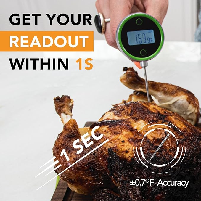 CHEFSTEMP Pocket Pro Instant Read Meat 1-Second Digital Meat Thermometer for Grilling, Food, BBQ, Kitchen Cooking, Oil Deep Frying & Candy (Light Blue)