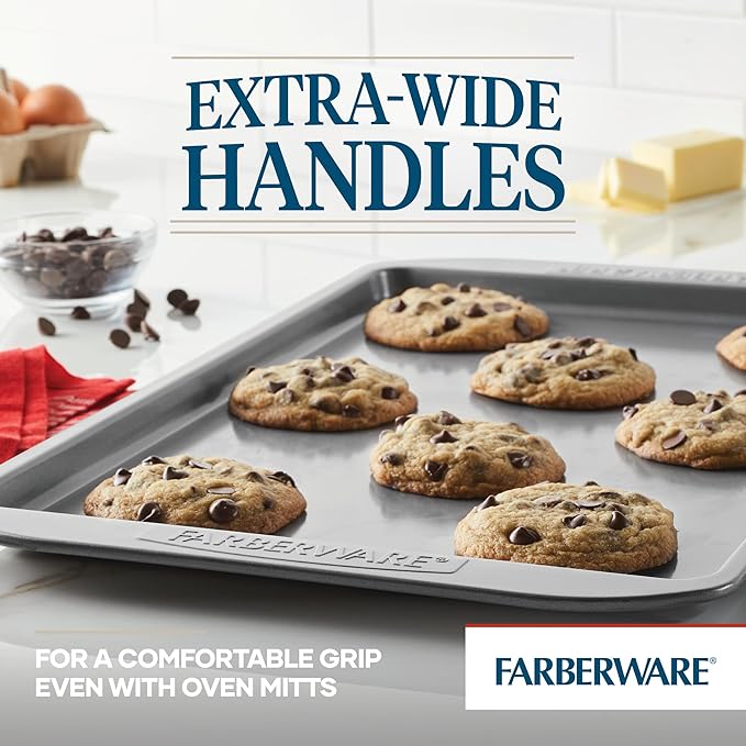 Farberware Nonstick Bakeware Set, Nonstick Cookie Sheets / Baking Sheets - 2 Piece, Gray