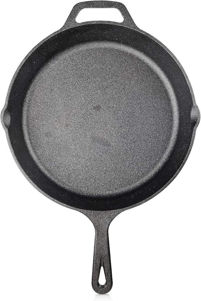 Navaris Cast Iron Skillet - 10 inch Cast Iron Pan - Seasoned Cookware for Frying, Cooking, Oven, Stove Top, Camping