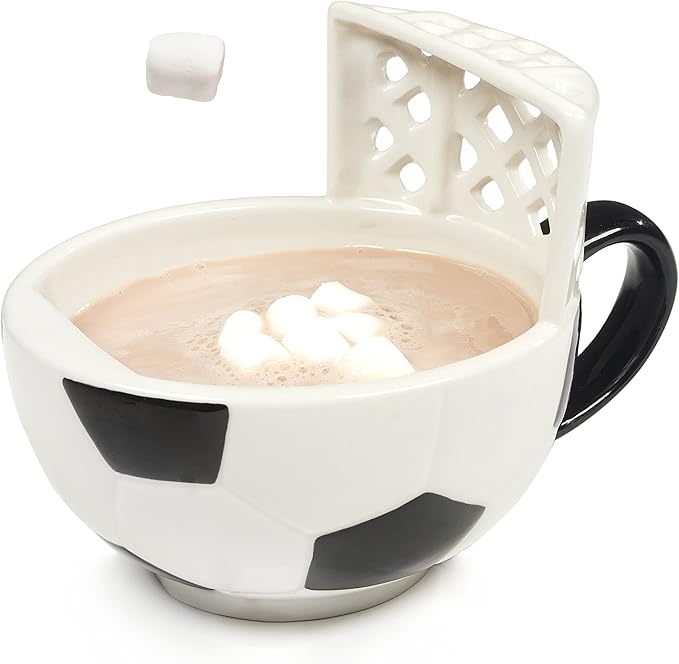 MAX'IS Creations The Soccer Mug with a Goal, Kids Christmas Gift Toy Cup for Kids Boys 8-12 12-14 Girls Coach Gifts Men, Mom Gifts, Funny Coffee Mug Soccer Ball Cereal Bowl, 14oz