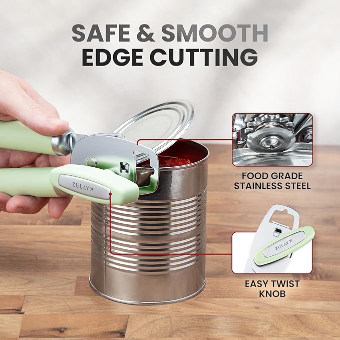 Zulay Kitchen Manual Can Opener with Bottle Opener with Turn Knob
