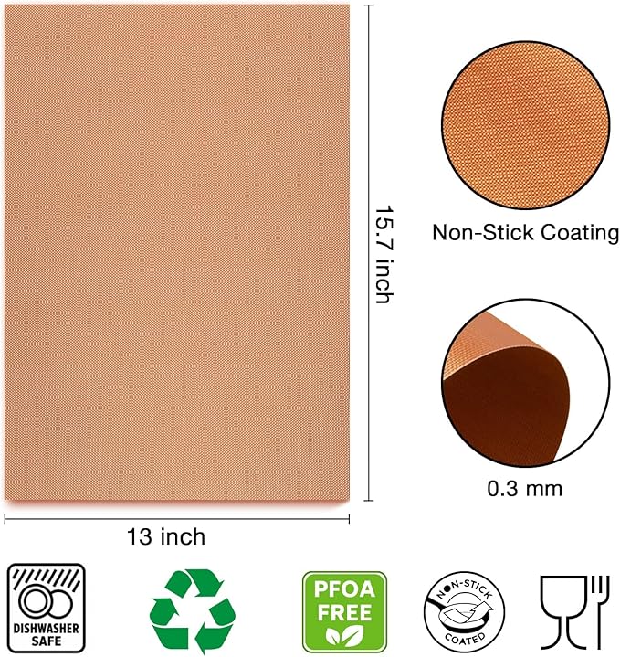 Grill Mats for Outdoor Grill Set of 6 BBQ Grill Mat Copper Grill Mat Heavy Duty Non Stick Grilling Sheet Reusable Easy to Clean-Electric Gas Charcoal Grill Outdoor Cooking Tools Accessories RV Camper