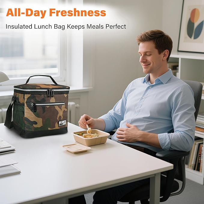 Tirrinia Insulated Lunch Box for Men/Women, Leakproof Lunch Bag for School Work, Enlarge Lunch Tote Kids Boys Girls Back to School, Soft Reusable Cooler Office Picnic Work Beach Camping with Shoulder