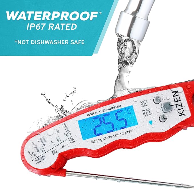 KIZEN Instant Read Meat Thermometer Digital - Food Thermometer for Cooking, Grill, Oven, BBQ - Probe Thermometer for Kitchen