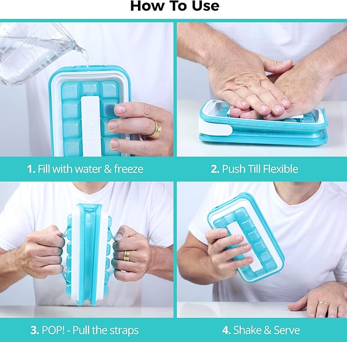 ICEBREAKER POP 2.0 2024: Make And Serve Ice Without Ever Touching The Ice | The Sanitary Silicone Ice Cube Tray for Freezer | Patented Ice Trays for Freezer | This Ice Cube Maker Makes 18 Cubes
