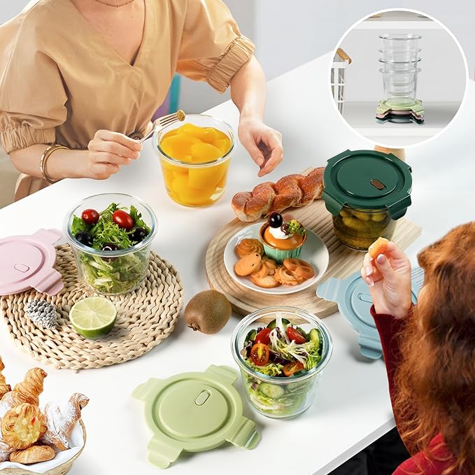 Freshmage 23oz Glass Meal Prep Containers with Lids, Airtight 3-Cup Glass Storage Containers Set, Heat-Resistant BPA-Free for Soup, Leftover, Microwave, Dishwasher, and Freezer Safe (6 Packs)