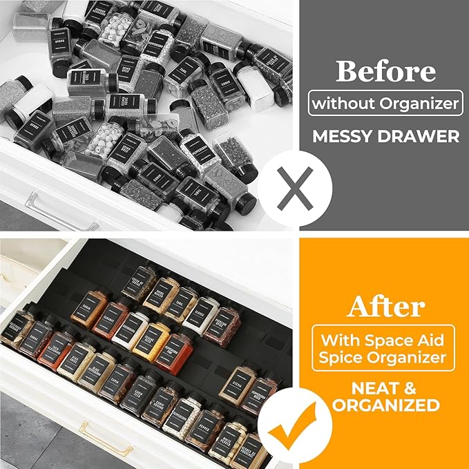 Famhap Spice Drawer Organizer, 12PCS Interlocking Expandable Seasoning Rack Tray Insert for Kitchen Drawers, Spice Rack Drawer for Spice Jars