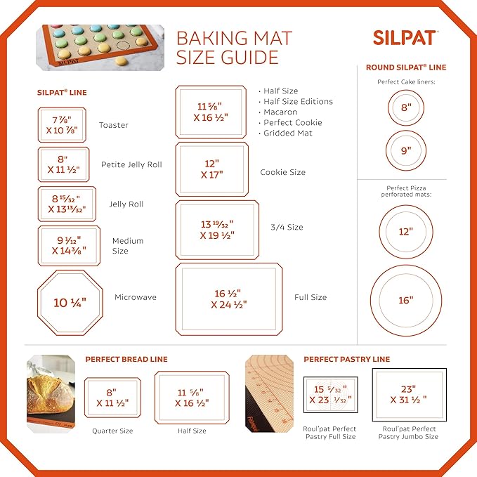 Silpat Premium Non-Stick Silicone Baking Mat, Toaster Oven Size, 7-7/8 x 10-7/8, Tan